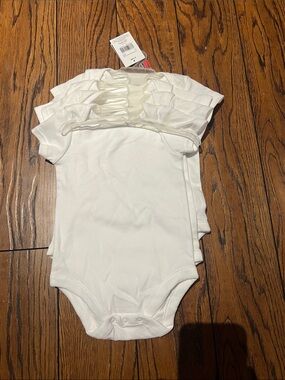 White Short-Sleeve Baby One-Piece Bodysuit - Pack of 4